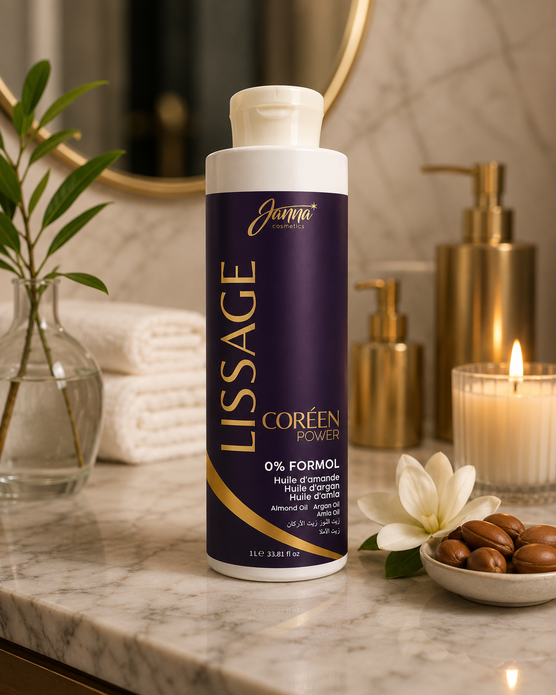 Lissage Coréen Janna Professionnel – 0 % Formol | Kératine & Huiles Végétales | 1 L