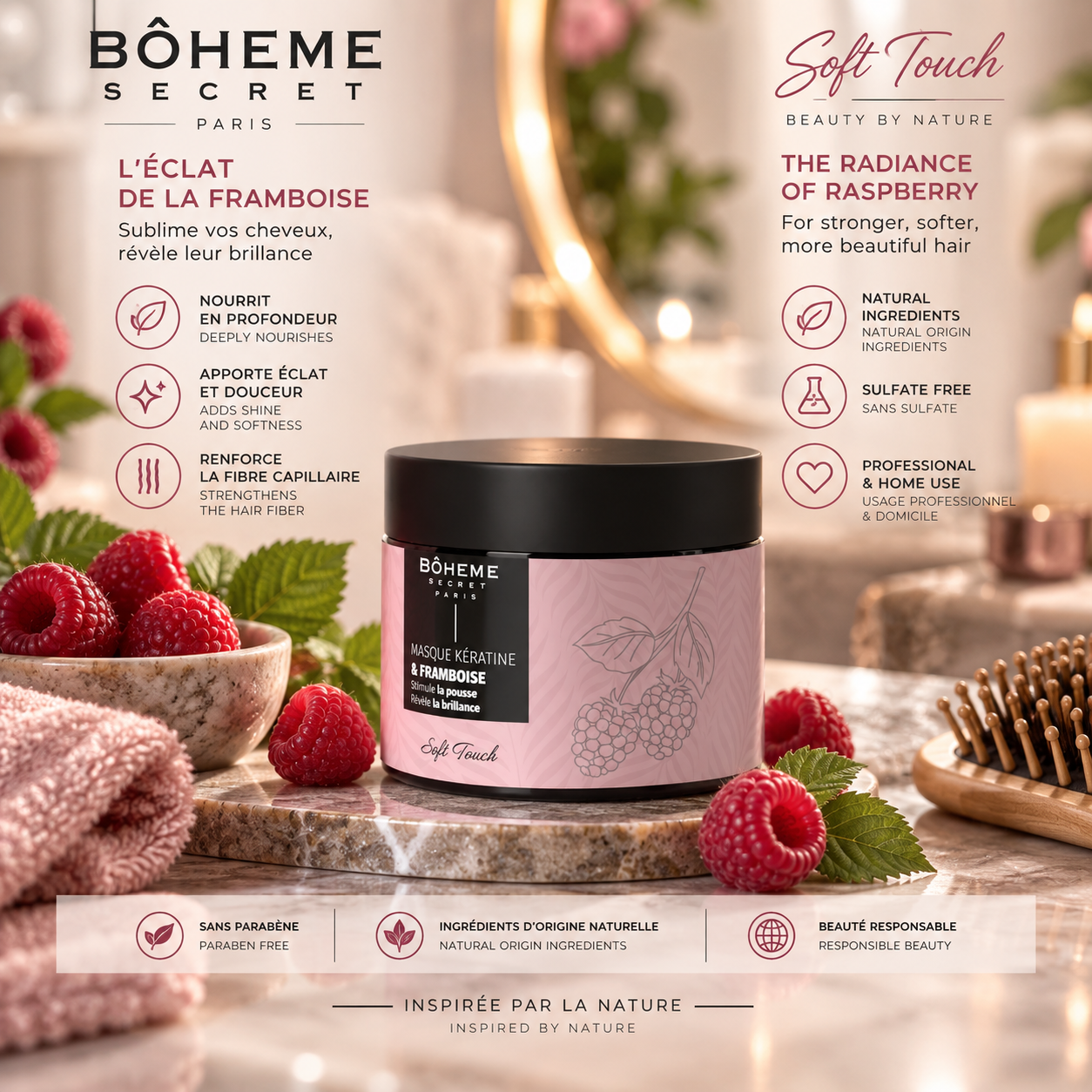 Masque Kératine Framboise – Bohême Secret 500ML