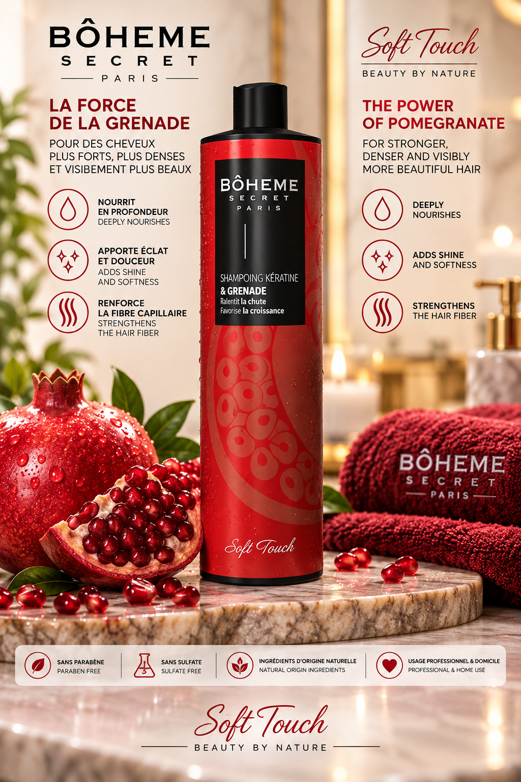 Shampooing Kératine Grenade – Bohême Secret